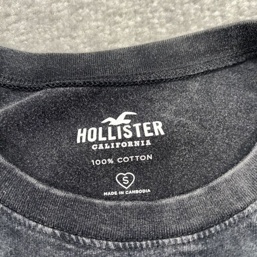 Hollister California T Shirt Graphic Tee Size Small Stone Faded Black Womens - Picture 3 of 7